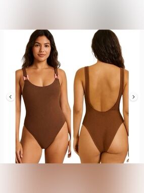 NWT Aerie Crinkle Birthday Scoop Cheekiest 1 Piece Swimsuit Size XL
